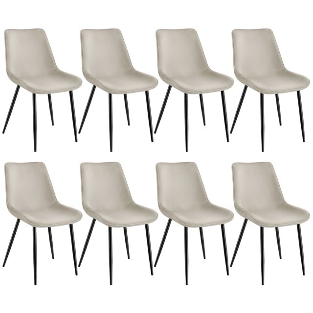 Dining Chair Monroe - padded, velvet look, ergonomic seat, black steel legs Cream cream 8