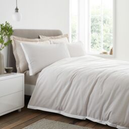 Bianca Seersucker Woven Stripe 180 Thread Count Cotton Duvet Cover Set Cream Natural Single