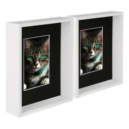 "Nicola Spring 8 x 10"" Deep Photo Frames - White/Black Mount - 3D Deep Box Picture Frame Display Case (27.5 x 22.5cm) x5"