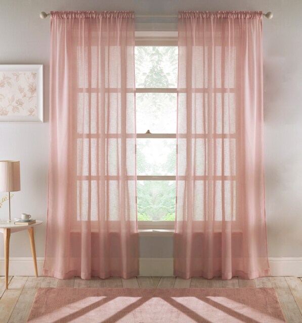 "Eden Blush 100% Recycled Plain Voile Panel - Pair 140 x 137 cm (55x54"")"
