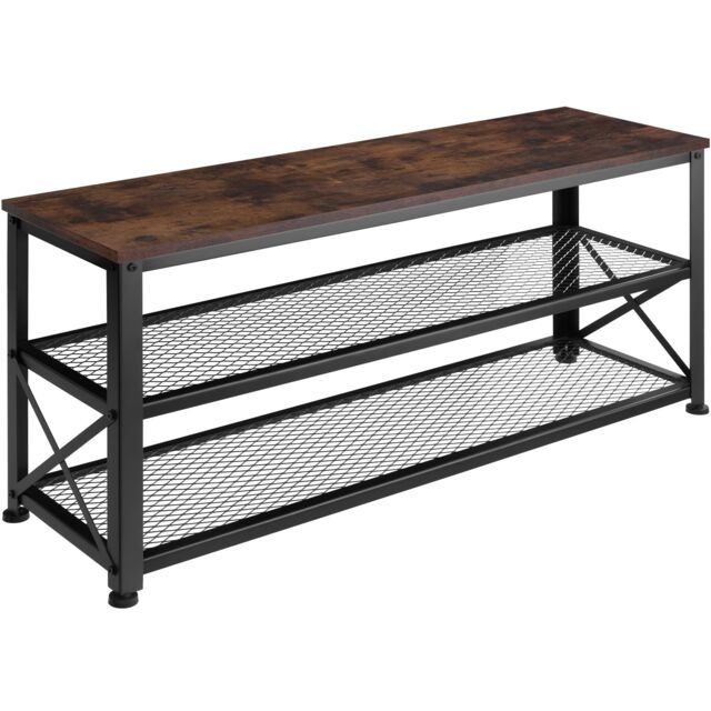 Shoe Rack Blackpool - surface shelf and 2 grid shelves, industrial style Brown Industrial wood dark, rustic 101 x 30,50 x 45,50 cm 1