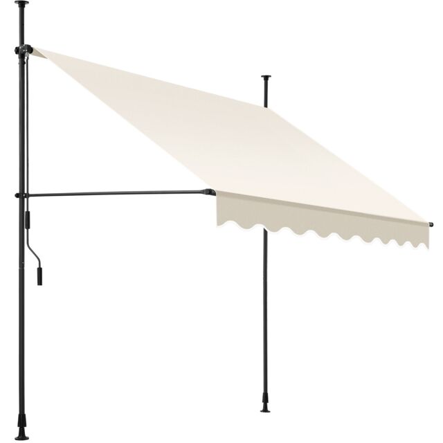 Awning with hand crank - pressure fitted , height adjustable Cream beige 200 x 180 cm 1