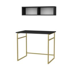 Decorotika Hussum Metal Frame Computer Desk with Wall Shelf - 90 cm W x 75 cm H x 60 cm D