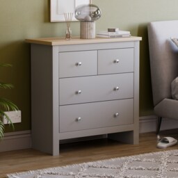 Vida Designs Arlington 4 Drawer Chest of Drawers Shaker Bedroom Storage, Grey & Oak