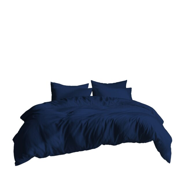 Plain Dyed Easy Care Polycotton Duvet Cover And Pillowcase/s Set Bed Linen Blue Blue Single