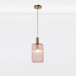 Blush Pink and Gold Fluted Glass Design Pendant Fitting Gold Pink 1