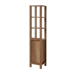 Freestanding Bathroom Tall Cabinet Floor Cupboard Slimline Tallboy Shelf Unit Classic Oak Effect Storage