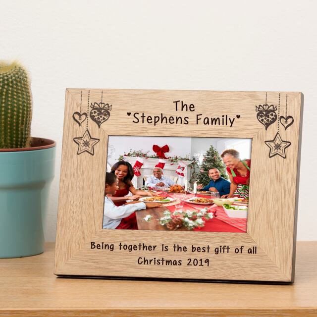 Personalised Festive Family Name Wood Picture Frame 6x4 Christmas