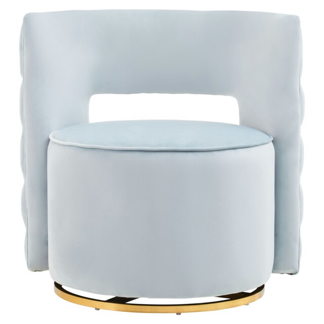 Interiors by Premier Blue Velvet Swivel Arm Chair, Comfortable Arm Chair with 360 Rotation, Contemporary Velvet Chair for Home Blue