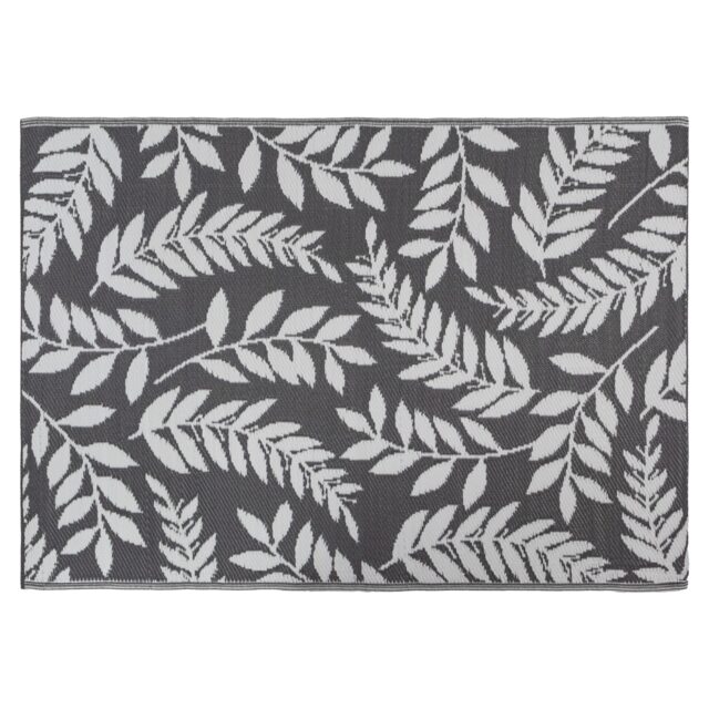 JVL Lightweight Reversible Outdoor Rug – Small Leaf Pattern, Plastic Woven, 120 x 170 cm