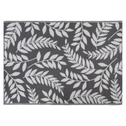JVL Lightweight Reversible Outdoor Rug – Small Leaf Pattern, Plastic Woven, 120 x 170 cm
