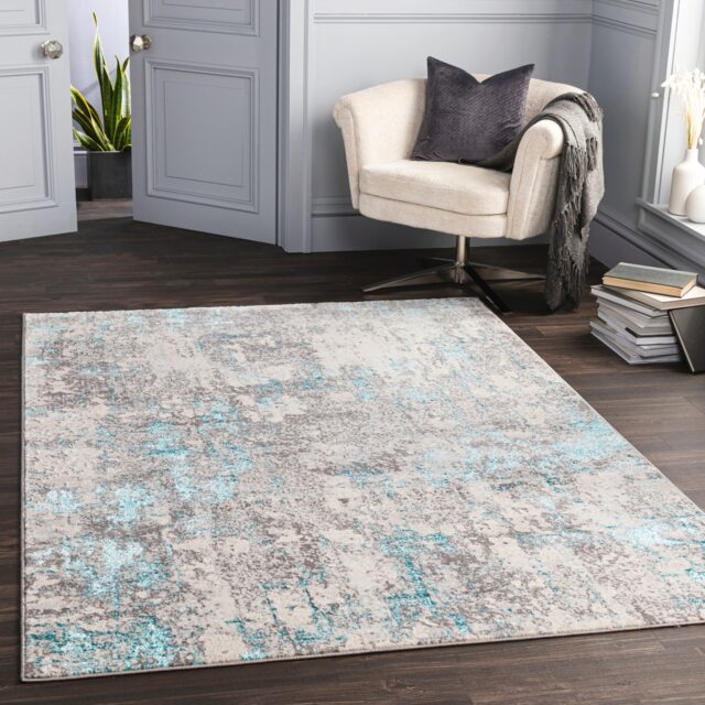 LIVABLISS Lustro-Abstract Modern Marble Rug 200 x 275 cm Grey Blue Beige
