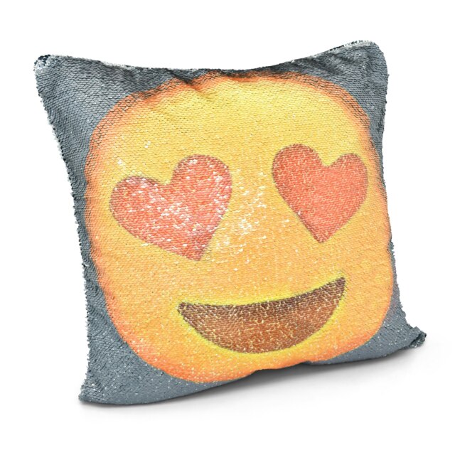 In Love Emoji Mermaid Sequin Fun Cushion - 43cm x 43cm Multi In Love Mermaid
