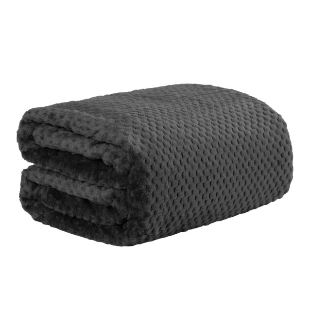 OHS Luxury Waffle Honeycomb Blanket, 150x200cm - Black