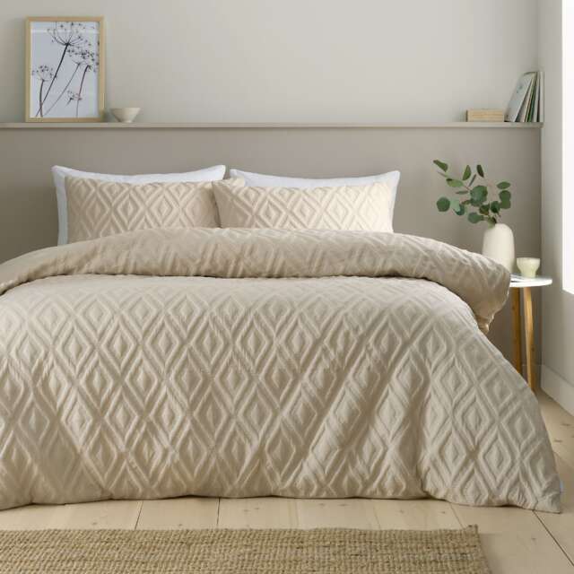 Jacob Geo Soft Touch Duvet Cover Set Cream Natural Single