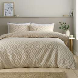 Jacob Geo Soft Touch Duvet Cover Set Cream Natural Single