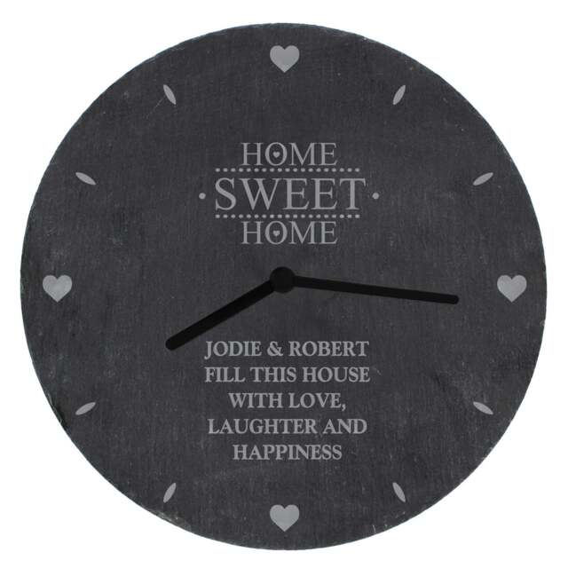 Personalised Home Slate Clock Black