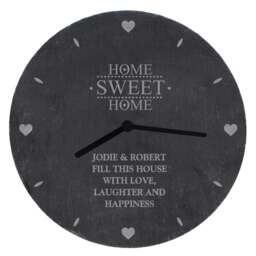 Personalised Home Slate Clock Black