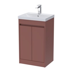 Balterley Chartley Contemporary Floor Standing 2 Door Vanity Basin Unit, Thin-Edge Basin, 500mm, Smoked Red