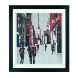 Orsina Framed Drawing City Wall Art, Vintage Style Picture With Black Frame, Urban Street Scene Wall Décor