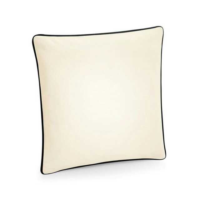 Westford Mill Cotton Piped Cushion Cover - Natural/Black - One Size Cream