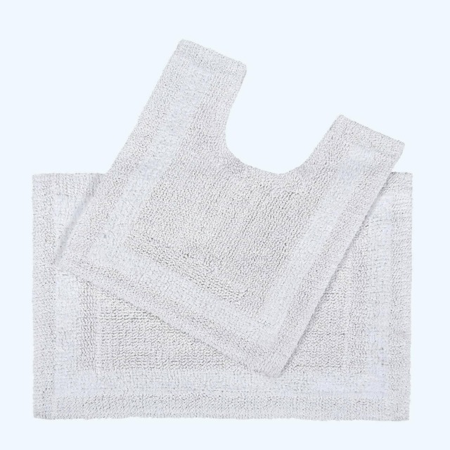 Homescapes Luxury Reversible Cotton Bath Mat Set White