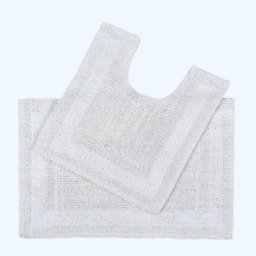 Homescapes Luxury Reversible Cotton Bath Mat Set White