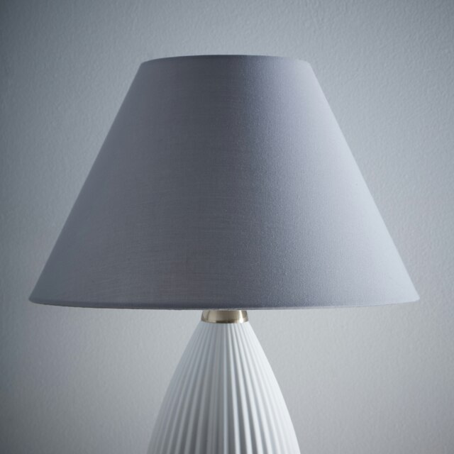 "12"" Traditional Grey Cotton Coolie Lampshade Grey"