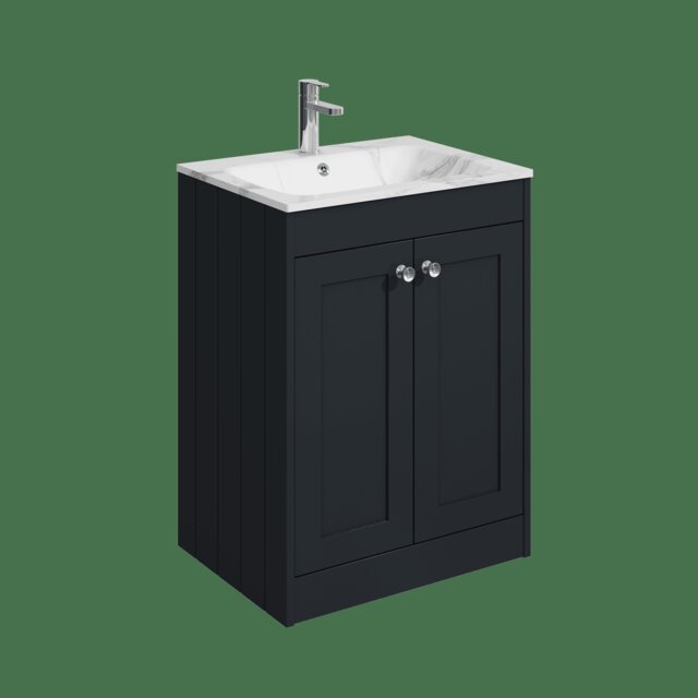 Balterley Floor Standing 2 Door Unit & Stone Basin 1 Tap Hole Grey 800 x 600 x 453mm