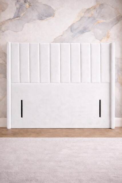 White Plush Panel Wing 54inch Floorstanding 4FT6 Headboard