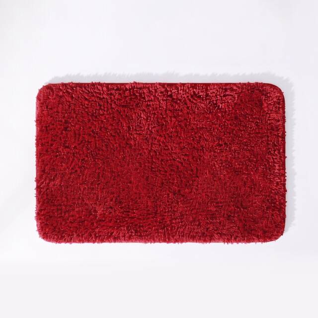 Deep Pile Microfibre Bath Mat Non-Slip - Burgundy