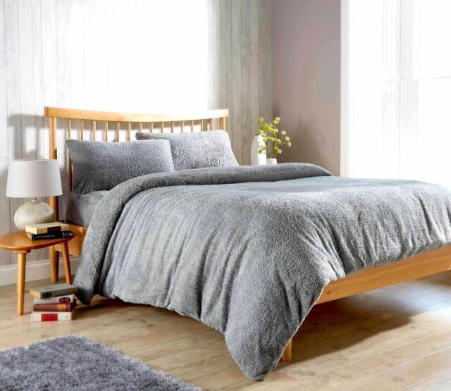 Original Teddy Duvet Set in Grey - Super King Grey Grey Super King
