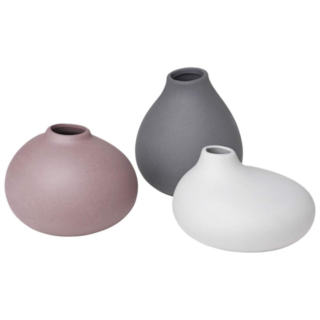 Blomus Nona Set of 3 Porcelain Vases - Bark, Micro Chip