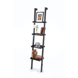 Sennen Wooden 4 tier Ladder Shelf / Leaning Bookcase Black
