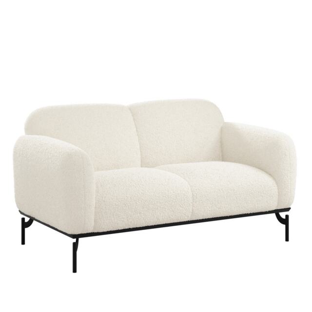 Larsa Indoor Sofa - Sherpa/Metal - L78 x W145 x H75.5 cm - Calm/Black - Flat Pack