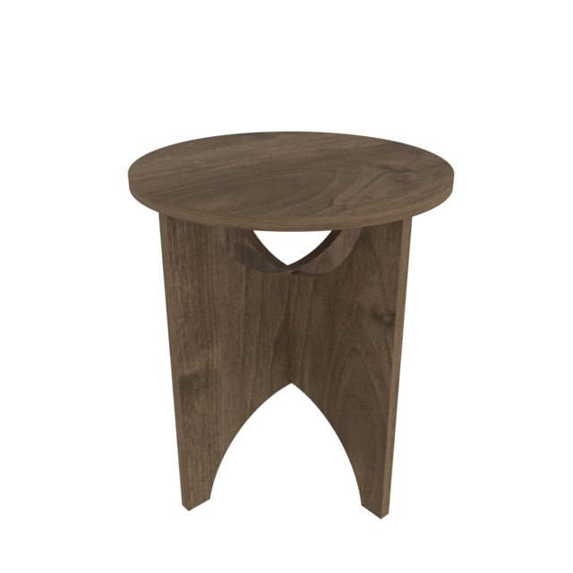 Decorotika Merit Rond Side End Table - 50 cm H x 45 cm W x 45 cm D Brown Walnut 1
