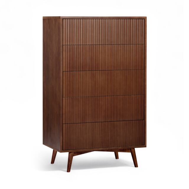 Teamson Home Tremolo Chest of Drawers 5 Drawer Bedroom Dresser, Walnut