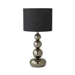 ValueLights Marissa Chrome Table Lamp Black Faux Silk Shade