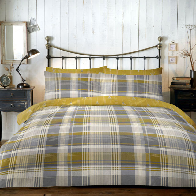 D & D Connolly Check Duvet Cover Set Ochre