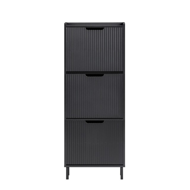 SoBuy FSR177-H-SCH,Narrow Shoe Rack with 3 Flip Drawers Black Black 1