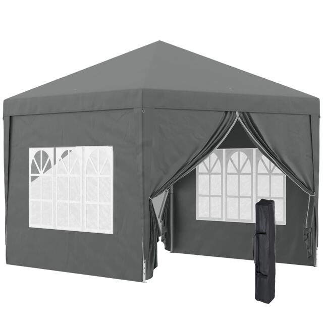 Outsunny 3x3(m) Pop Up Gazebo Canopy Marquee w/ Carry Bag, Grey