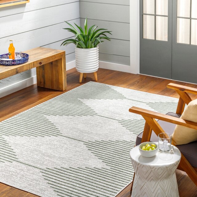 LIVABLISS Eagean-Global In- & Outdoor Rug 200 x 275 cm Green Ivory Off-White