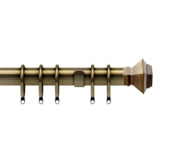 35mm Fixed Length Metal Curtain Pole Set Antique Brass Aztec Finial 180cm Bronze Bronze