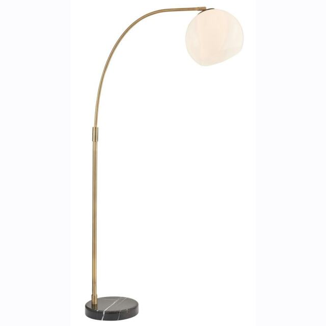 Otto Complete Floor Lamp Matt Antique Brass Plate, Opal Glass