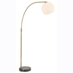 Otto Complete Floor Lamp Matt Antique Brass Plate, Opal Glass