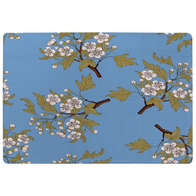 Orchid Branches On Blue Rug Multi