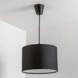 CGC Lighting Lucia Black Fabric Drum Lampshade with Frosted Opal Diffuser Black Black Height: 20 cm, Diameter: 30 cm