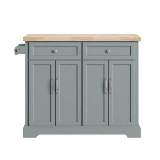 SoBuy FKW71-III-HG,Kitchen Island on Wheels with 4 Doors Grey Gray