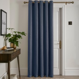 Fusion Strata Eyelet Single Panel Door Curtain Navy