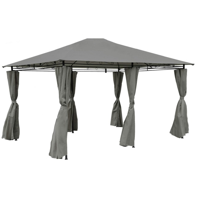 Charles Bentley 3m x 4m Steel Art Large Gazebo With Side Curtains Grey